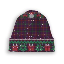 ScotsTee Shop Scottish Montgomrie or Montgomery of Eglinton Tartan Plaid Christmas Deer Snowman Snowflake Bell Knit Beanie