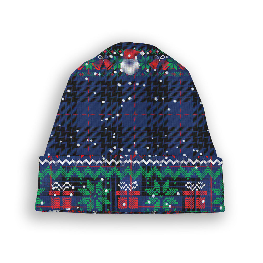 ScotsTee Shop Scottish Morgan Tartan Plaid Christmas Deer Snowman Snowflake Bell Knit Beanie