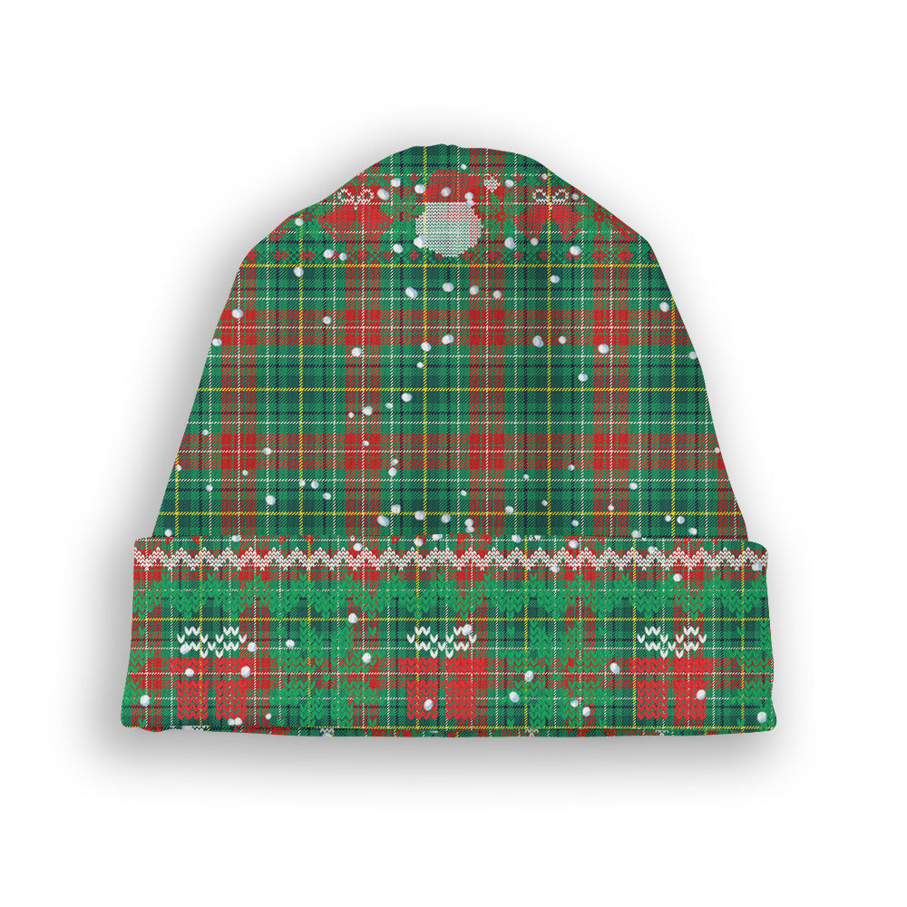 ScotsTee Shop Scottish Muirhead Modern Tartan Plaid Christmas Deer Snowman Snowflake Bell Knit Beanie