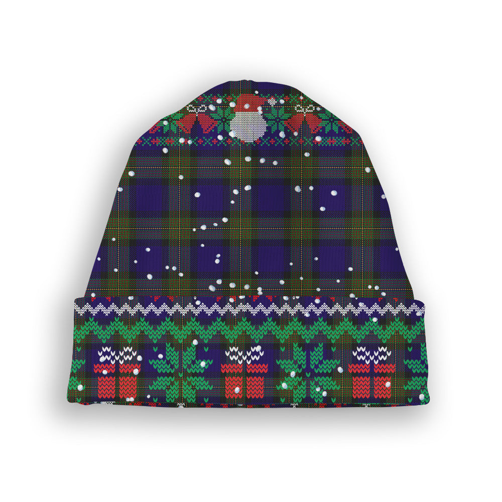 ScotsTee Shop Scottish Minnick Tartan Plaid Christmas Deer Snowman Snowflake Bell Knit Beanie