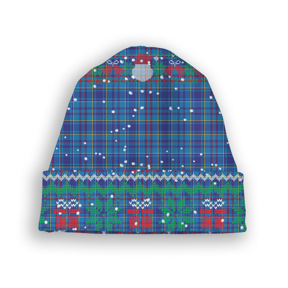 ScotsTee Shop Scottish Mercer Modern Tartan Plaid Christmas Deer Snowman Snowflake Bell Knit Beanie