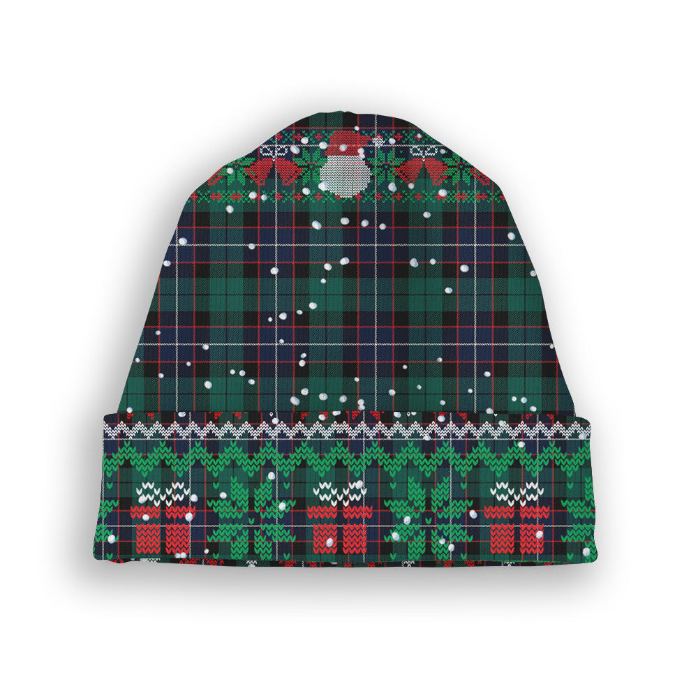 ScotsTee Shop Scottish Mitchell Modern Tartan Plaid Christmas Deer Snowman Snowflake Bell Knit Beanie