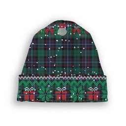 ScotsTee Shop Scottish Mitchell Modern Tartan Plaid Christmas Deer Snowman Snowflake Bell Knit Beanie