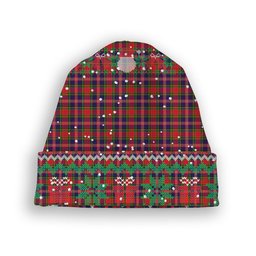 ScotsTee Shop Scottish McPherson Modern Tartan Plaid Christmas Deer Snowman Snowflake Bell Knit Beanie