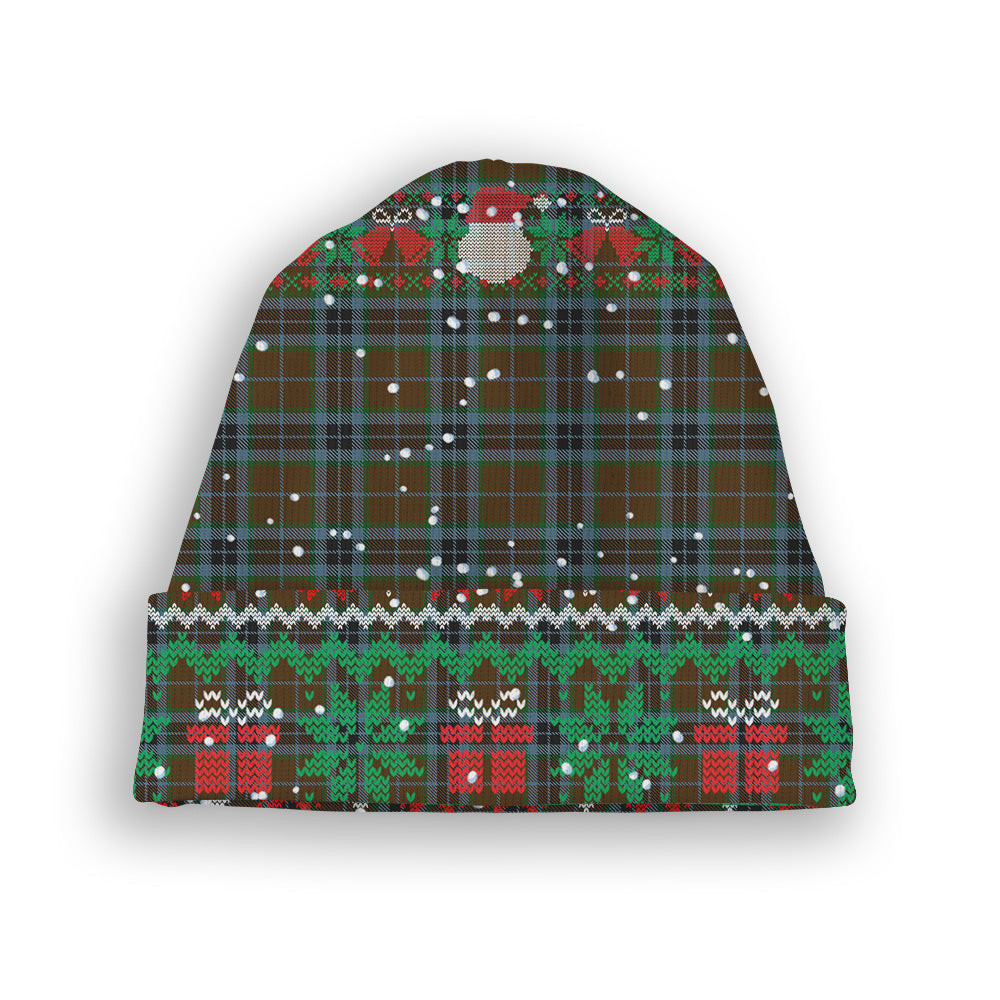 ScotsTee Shop Scottish McTavish Hunting Tartan Plaid Christmas Deer Snowman Snowflake Bell Knit Beanie