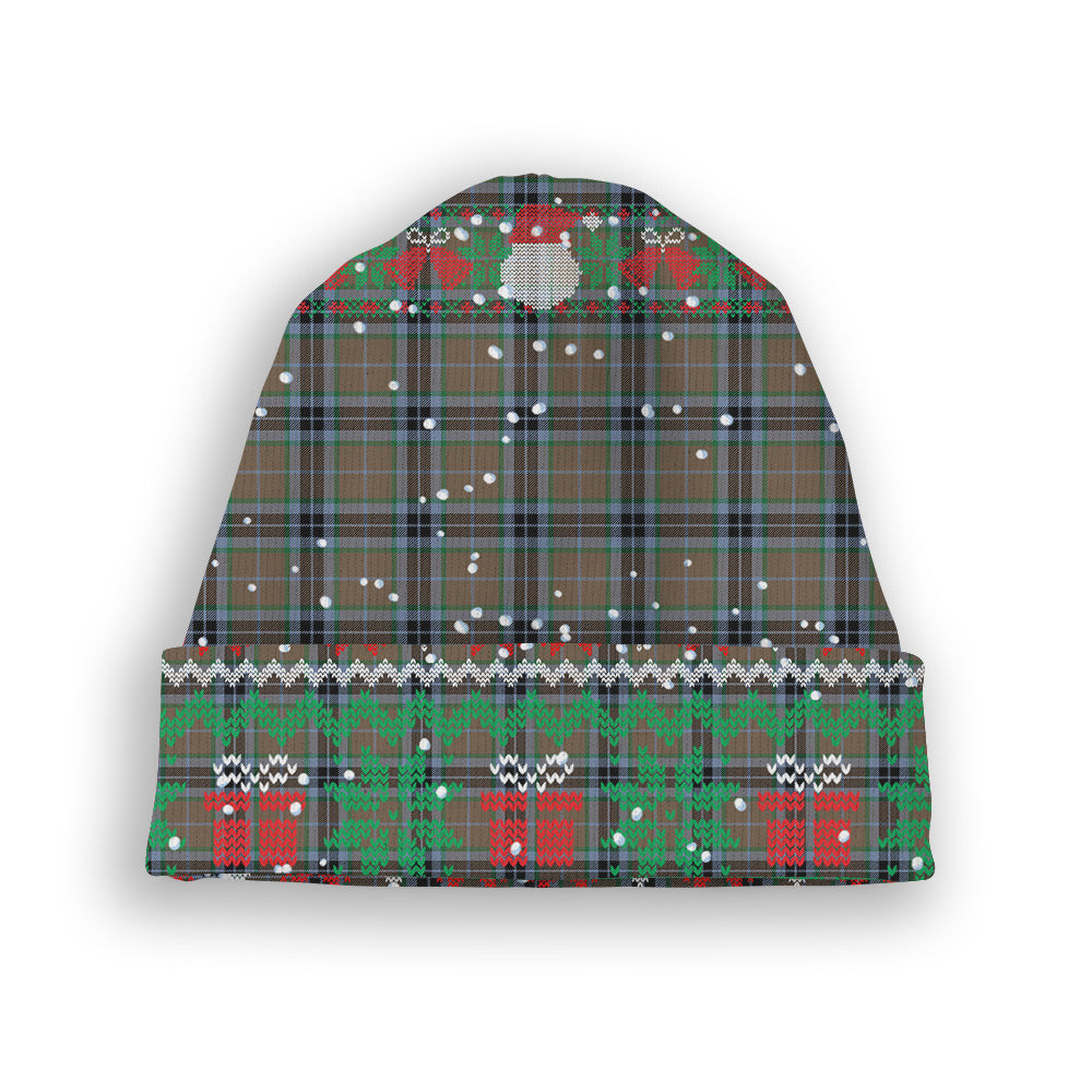 ScotsTee Shop Scottish McTavish Hunting Ancient Tartan Plaid Christmas Deer Snowman Snowflake Bell Knit Beanie