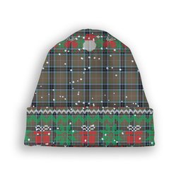 ScotsTee Shop Scottish McTavish Hunting Ancient Tartan Plaid Christmas Deer Snowman Snowflake Bell Knit Beanie