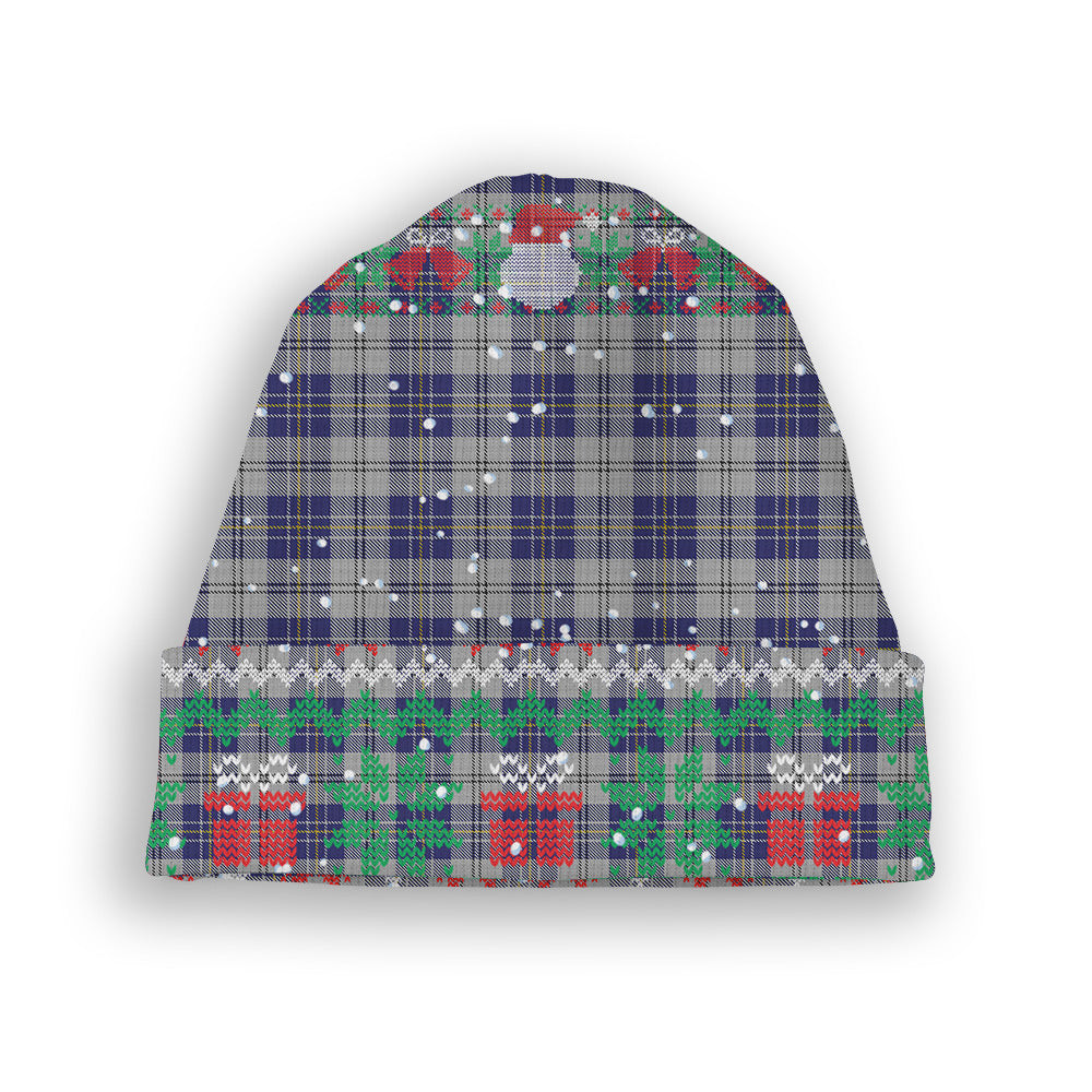 ScotsTee Shop Scottish McPherson Dress Blue Tartan Plaid Christmas Deer Snowman Snowflake Bell Knit Beanie