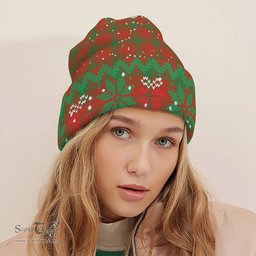ScotsTee Shop Scottish McQuary Ancient Tartan Plaid Christmas Deer Snowman Snowflake Bell Knit Beanie