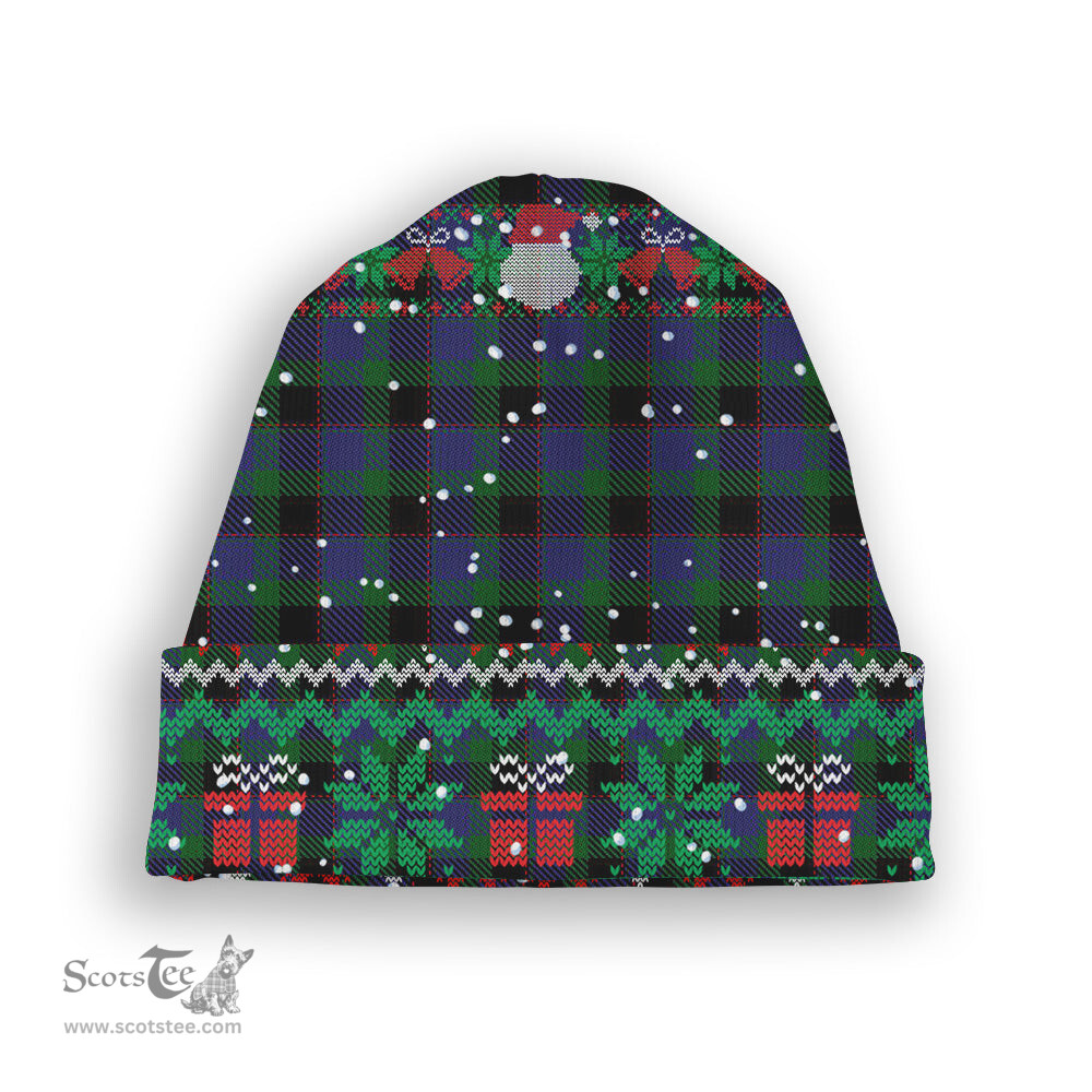 ScotsTee Shop Scottish Meoni Tartan Plaid Christmas Deer Snowman Snowflake Bell Knit Beanie