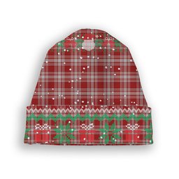 ScotsTee Shop Scottish Menzies 1815 Tartan Plaid Christmas Deer Snowman Snowflake Bell Knit Beanie