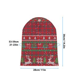 ScotsTee Shop Scottish Moffat District Modern Tartan Plaid Christmas Deer Snowman Snowflake Bell Knit Beanie