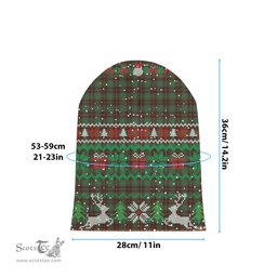 ScotsTee Shop Scottish McPhee Hunting Modern Tartan Plaid Christmas Deer Snowman Snowflake Bell Knit Beanie