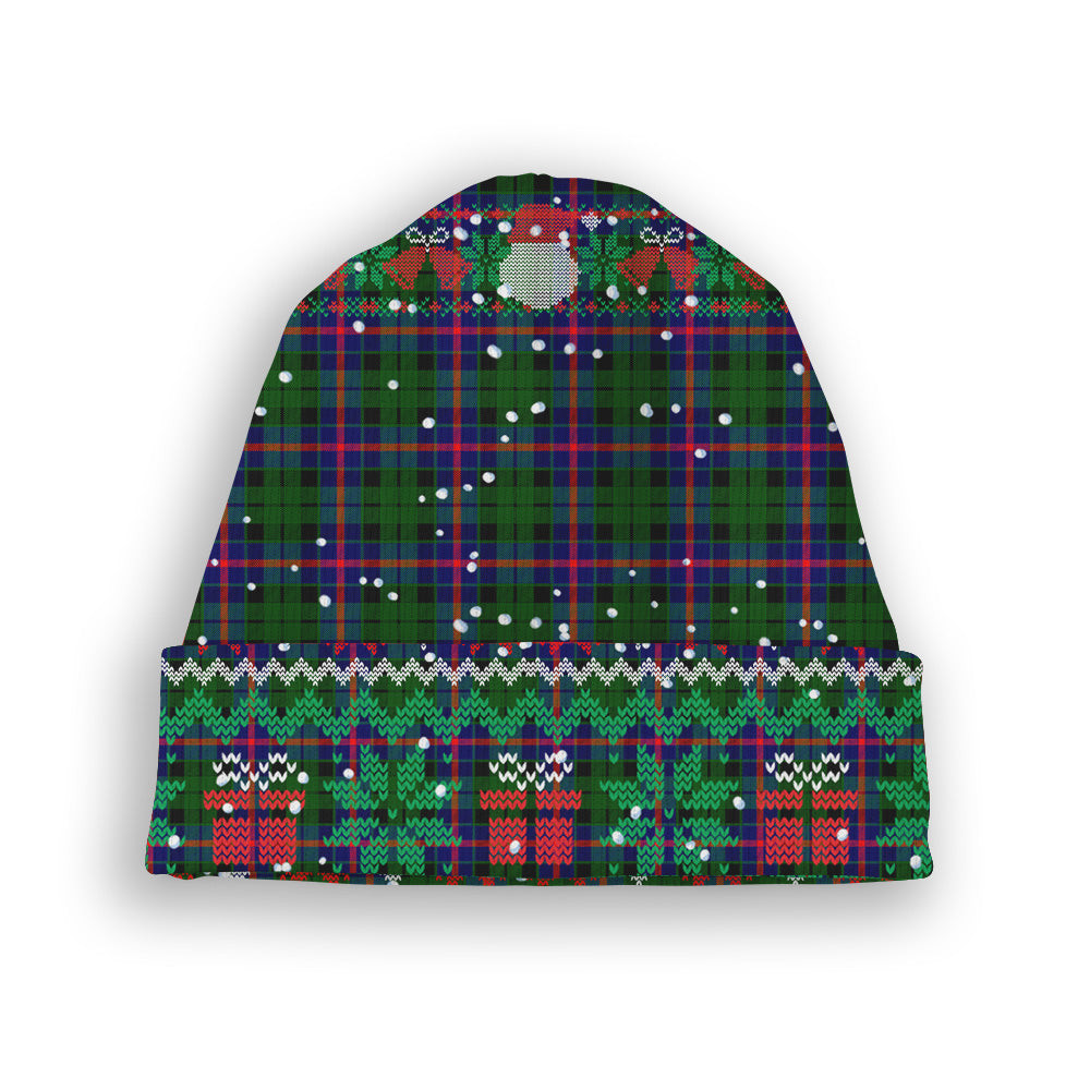 ScotsTee Shop Scottish Morrison Modern Tartan Plaid Christmas Deer Snowman Snowflake Bell Knit Beanie