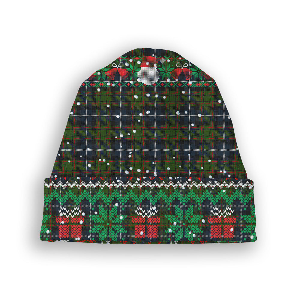 ScotsTee Shop Scottish McRae Hunting Tartan Plaid Christmas Deer Snowman Snowflake Bell Knit Beanie