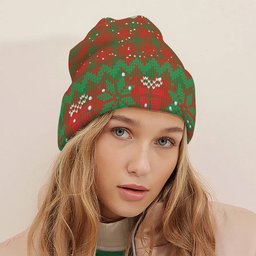 ScotsTee Shop Scottish McQuarrie Ancient Tartan Plaid Christmas Deer Snowman Snowflake Bell Knit Beanie