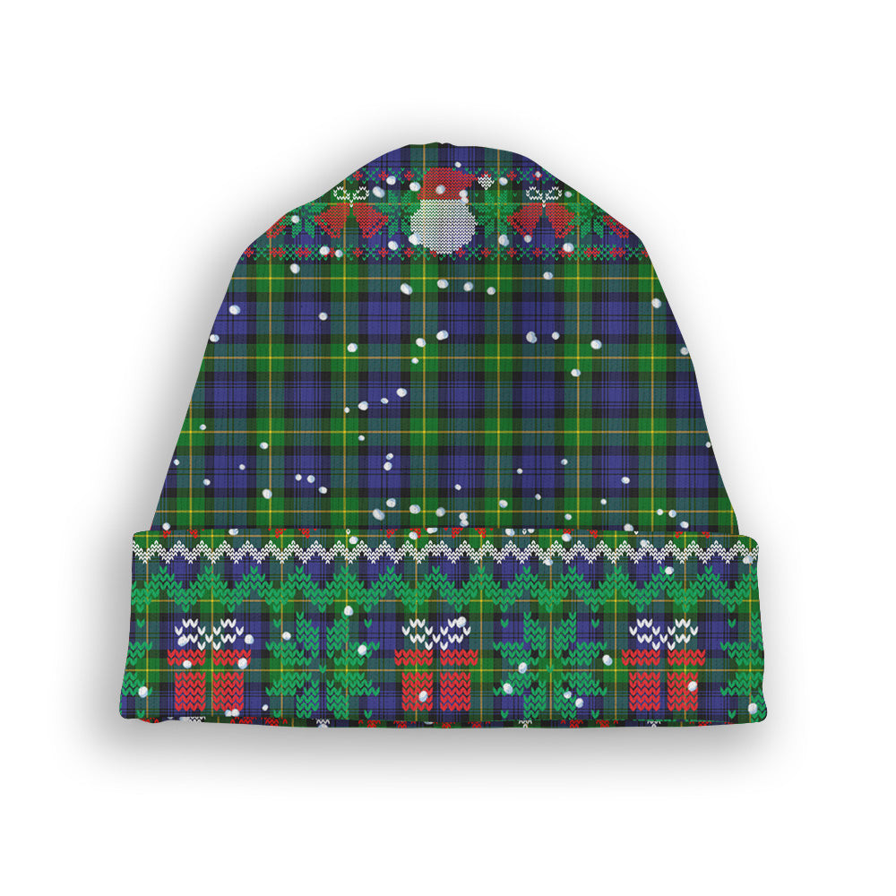 ScotsTee Shop Scottish Meldrum Tartan Plaid Christmas Deer Snowman Snowflake Bell Knit Beanie