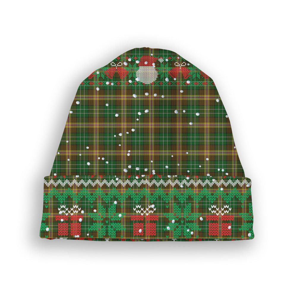 ScotsTee Shop Scottish McShane Tartan Plaid Christmas Deer Snowman Snowflake Bell Knit Beanie