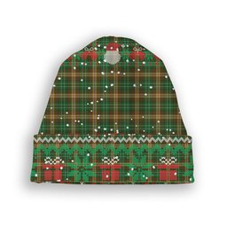 ScotsTee Shop Scottish McShane Tartan Plaid Christmas Deer Snowman Snowflake Bell Knit Beanie
