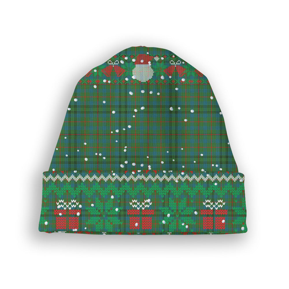 ScotsTee Shop Scottish Moncrieff of Atholl Ancient Tartan Plaid Christmas Deer Snowman Snowflake Bell Knit Beanie