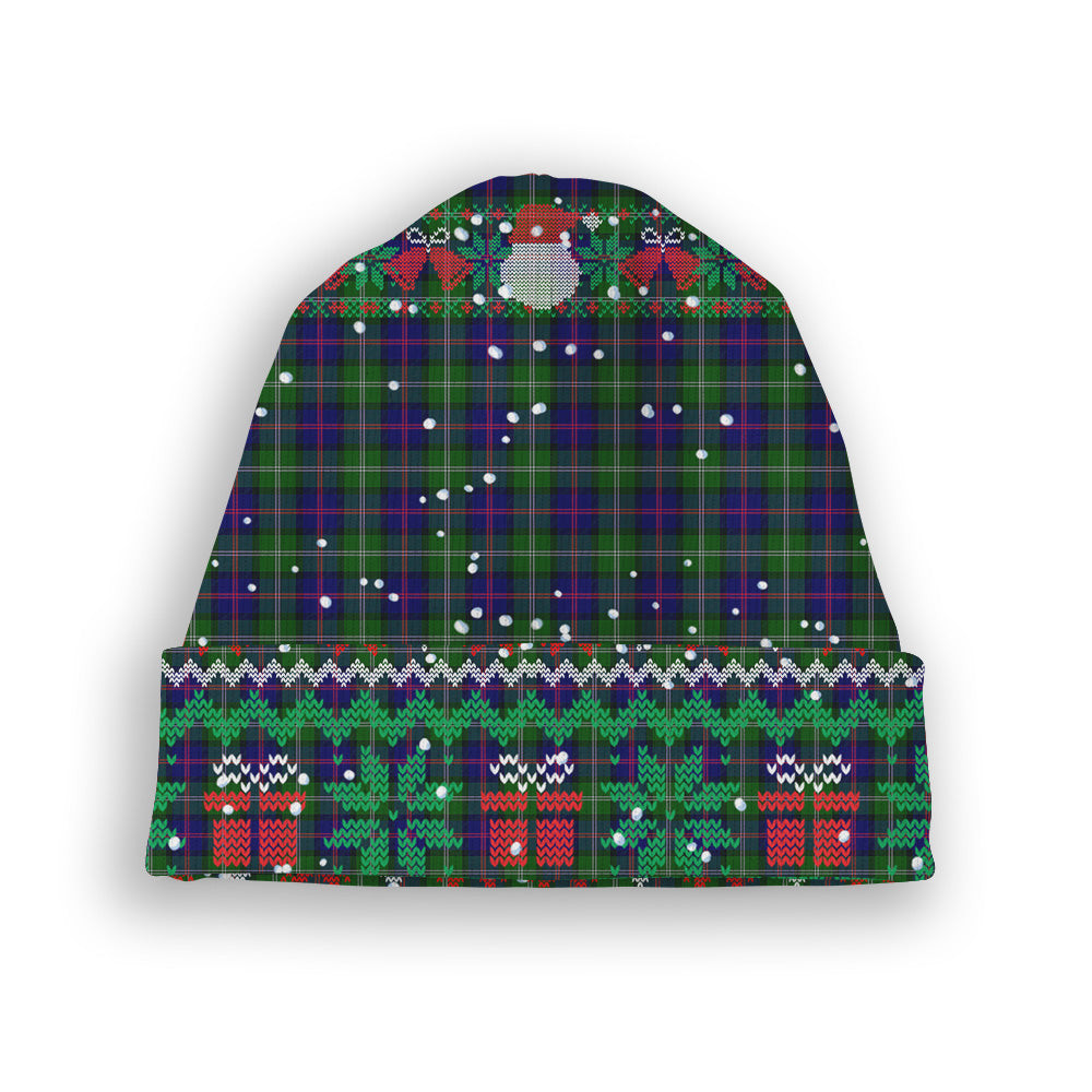 ScotsTee Shop Scottish McThomas Modern Tartan Plaid Christmas Deer Snowman Snowflake Bell Knit Beanie