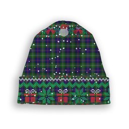 ScotsTee Shop Scottish McThomas Modern Tartan Plaid Christmas Deer Snowman Snowflake Bell Knit Beanie