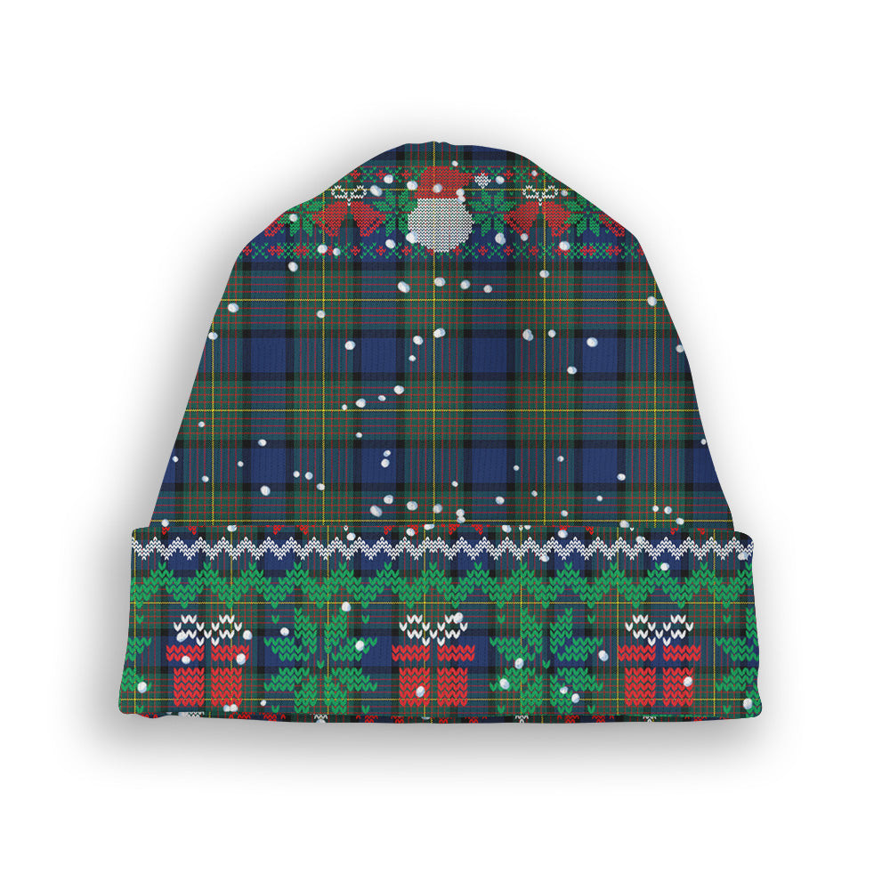 ScotsTee Shop Scottish Muir Modern Tartan Plaid Christmas Deer Snowman Snowflake Bell Knit Beanie