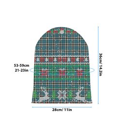 ScotsTee Shop Scottish McThomas Blue Ancient Tartan Plaid Christmas Deer Snowman Snowflake Bell Knit Beanie