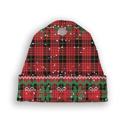 ScotsTee Shop Scottish McQueen Modern Tartan Plaid Christmas Deer Snowman Snowflake Bell Knit Beanie