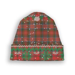 ScotsTee Shop Scottish McPherson Weathered Tartan Plaid Christmas Deer Snowman Snowflake Bell Knit Beanie