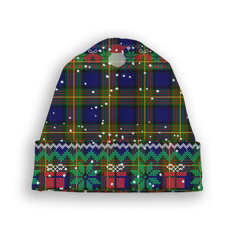 ScotsTee Shop Scottish Moore Tartan Plaid Christmas Deer Snowman Snowflake Bell Knit Beanie