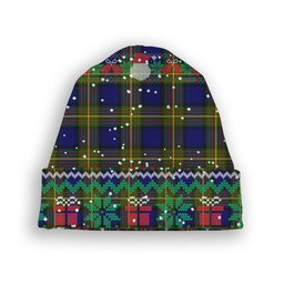 ScotsTee Shop Scottish Moore Tartan Plaid Christmas Deer Snowman Snowflake Bell Knit Beanie