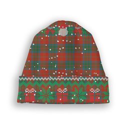 ScotsTee Shop Scottish McPherson of Cluny Ancient Tartan Plaid Christmas Deer Snowman Snowflake Bell Knit Beanie