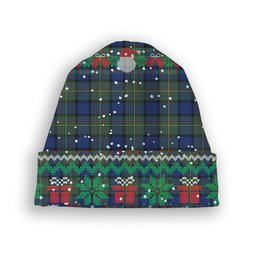 ScotsTee Shop Scottish Moore Modern Tartan Plaid Christmas Deer Snowman Snowflake Bell Knit Beanie