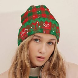ScotsTee Shop Scottish Moncrieffe SC Tartan Plaid Christmas Deer Snowman Snowflake Bell Knit Beanie