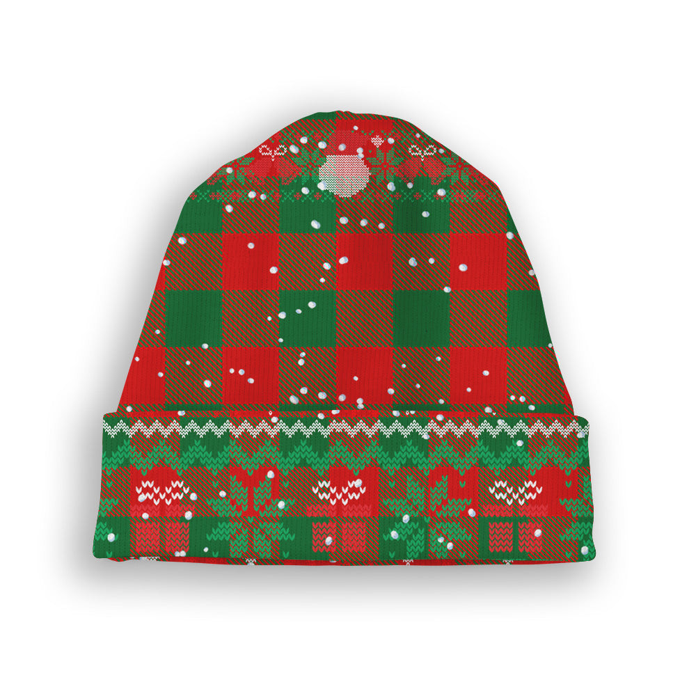 ScotsTee Shop Scottish Moncrieffe SC Tartan Plaid Christmas Deer Snowman Snowflake Bell Knit Beanie