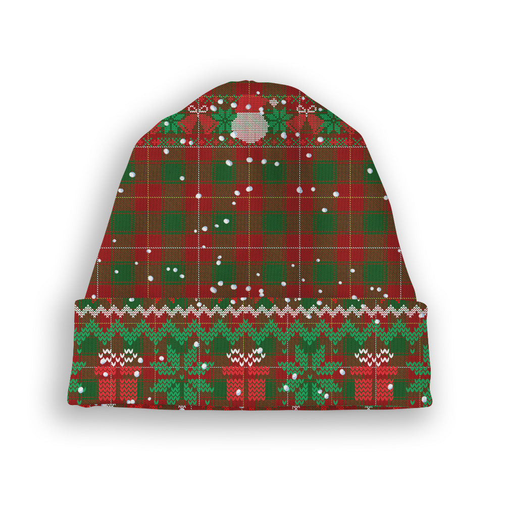 ScotsTee Shop Scottish McPhee Tartan Plaid Christmas Deer Snowman Snowflake Bell Knit Beanie