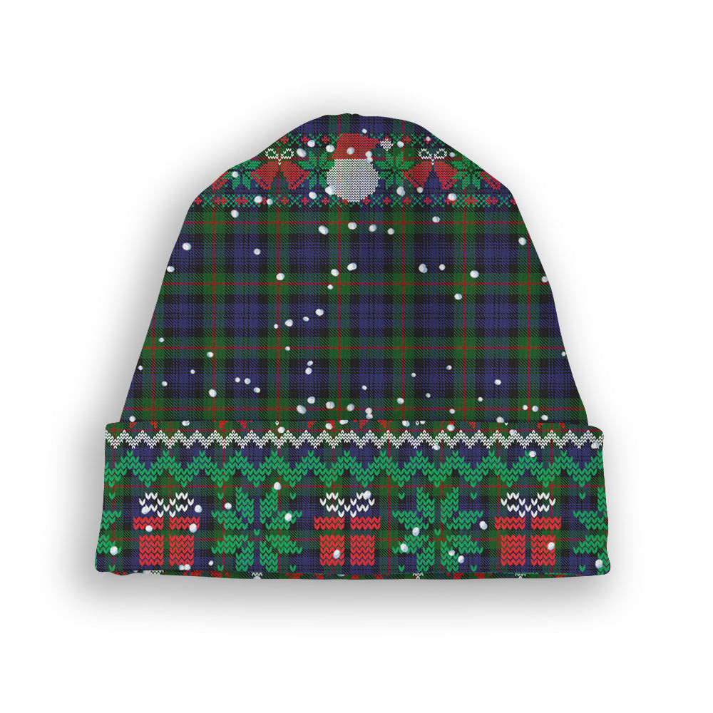 ScotsTee Shop Scottish Murray 1816 2 Tartan Plaid Christmas Deer Snowman Snowflake Bell Knit Beanie
