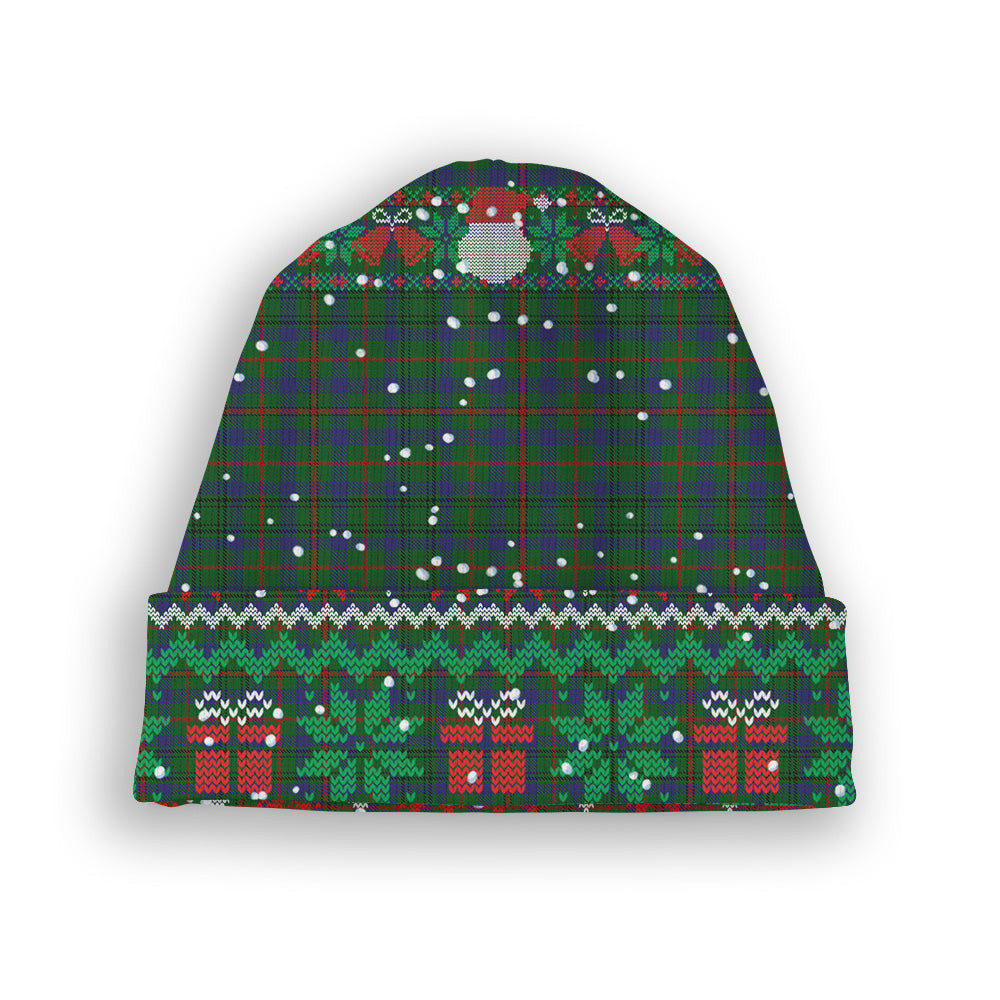 ScotsTee Shop Scottish Moncrieff of Atholl Tartan Plaid Christmas Deer Snowman Snowflake Bell Knit Beanie