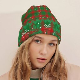 ScotsTee Shop Scottish Middleton Modern Tartan Plaid Christmas Deer Snowman Snowflake Bell Knit Beanie