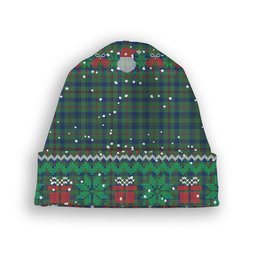 ScotsTee Shop Scottish Moncrieff of Atholl Modern Tartan Plaid Christmas Deer Snowman Snowflake Bell Knit Beanie