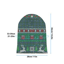 ScotsTee Shop Scottish Mouat Tartan Plaid Christmas Deer Snowman Snowflake Bell Knit Beanie