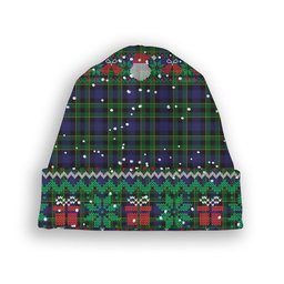 ScotsTee Shop Scottish Mowat Tartan Plaid Christmas Deer Snowman Snowflake Bell Knit Beanie