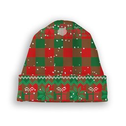 ScotsTee Shop Scottish Moncrieff Modern Tartan Plaid Christmas Deer Snowman Snowflake Bell Knit Beanie