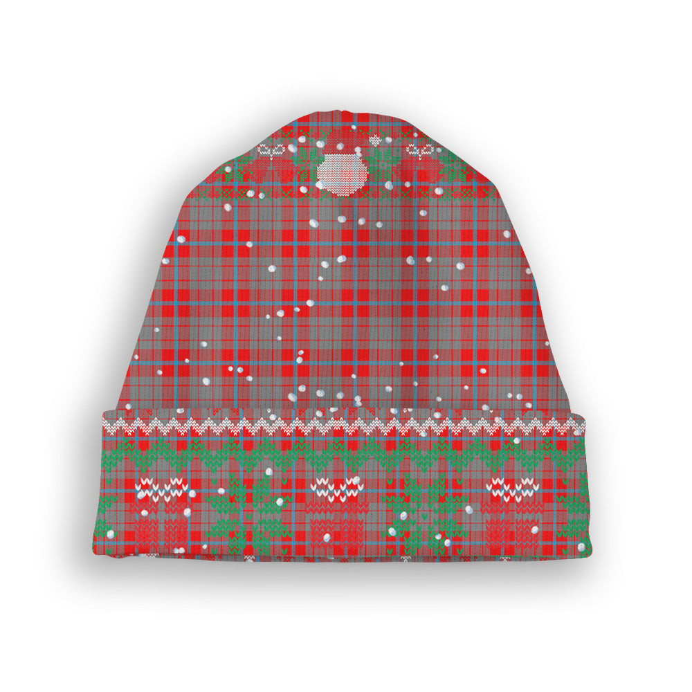 ScotsTee Shop Scottish Moubray Tartan Plaid Christmas Deer Snowman Snowflake Bell Knit Beanie