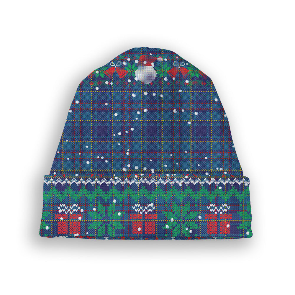 ScotsTee Shop Scottish Mercer Tartan Plaid Christmas Deer Snowman Snowflake Bell Knit Beanie