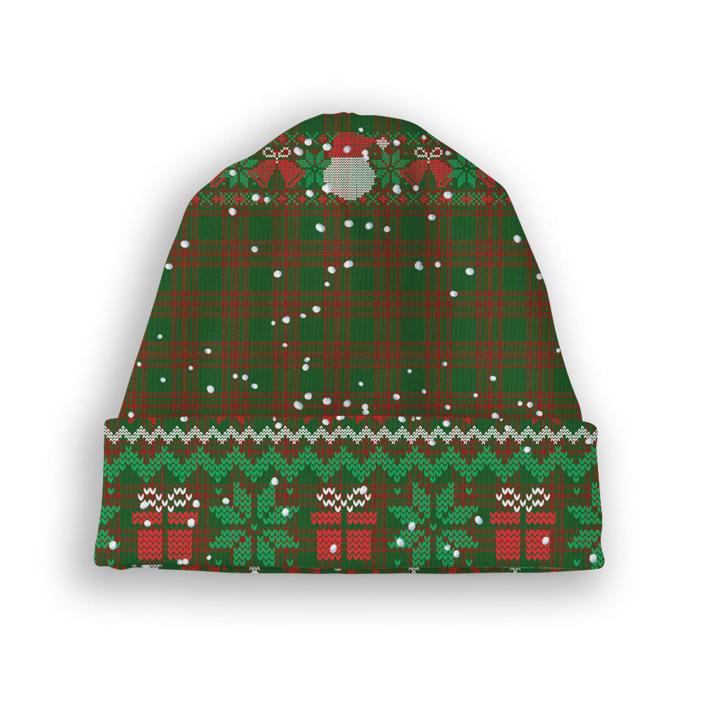 ScotsTee Shop Scottish Menzies Tartan Plaid Christmas Deer Snowman Snowflake Bell Knit Beanie
