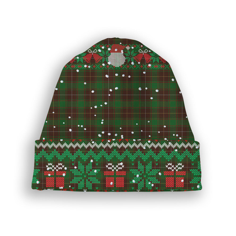 ScotsTee Shop Scottish McPhee Hunting Tartan Plaid Christmas Deer Snowman Snowflake Bell Knit Beanie