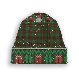 ScotsTee Shop Scottish McPhee Hunting Tartan Plaid Christmas Deer Snowman Snowflake Bell Knit Beanie