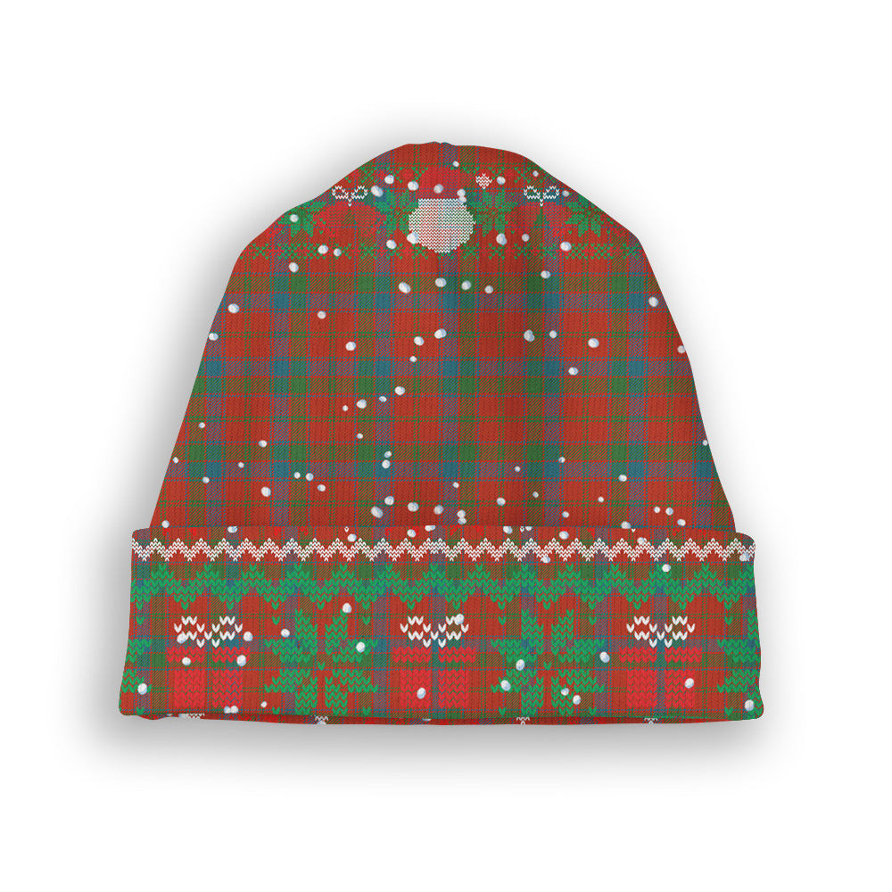 ScotsTee Shop Scottish Robertson Ancient Tartan Plaid Christmas Deer Snowman Snowflake Bell Knit Beanie